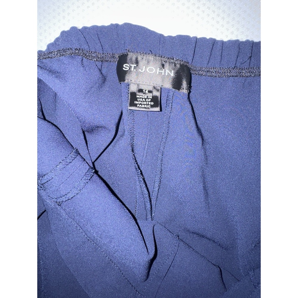 ST JOHN Navy Blue Cropped Wide‎ Leg Career Pants Size 14 - Picture 9 of 11